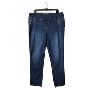 Seven7 Tummy Toner Jeans Size 16W Dark Blue Tapered Leg Mid Rise Pull On Stretch